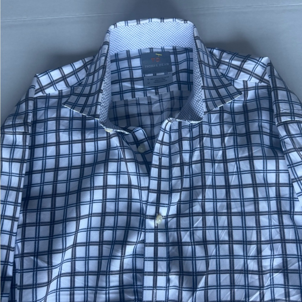 Thomas Dean Blue and White Checkered Shirt